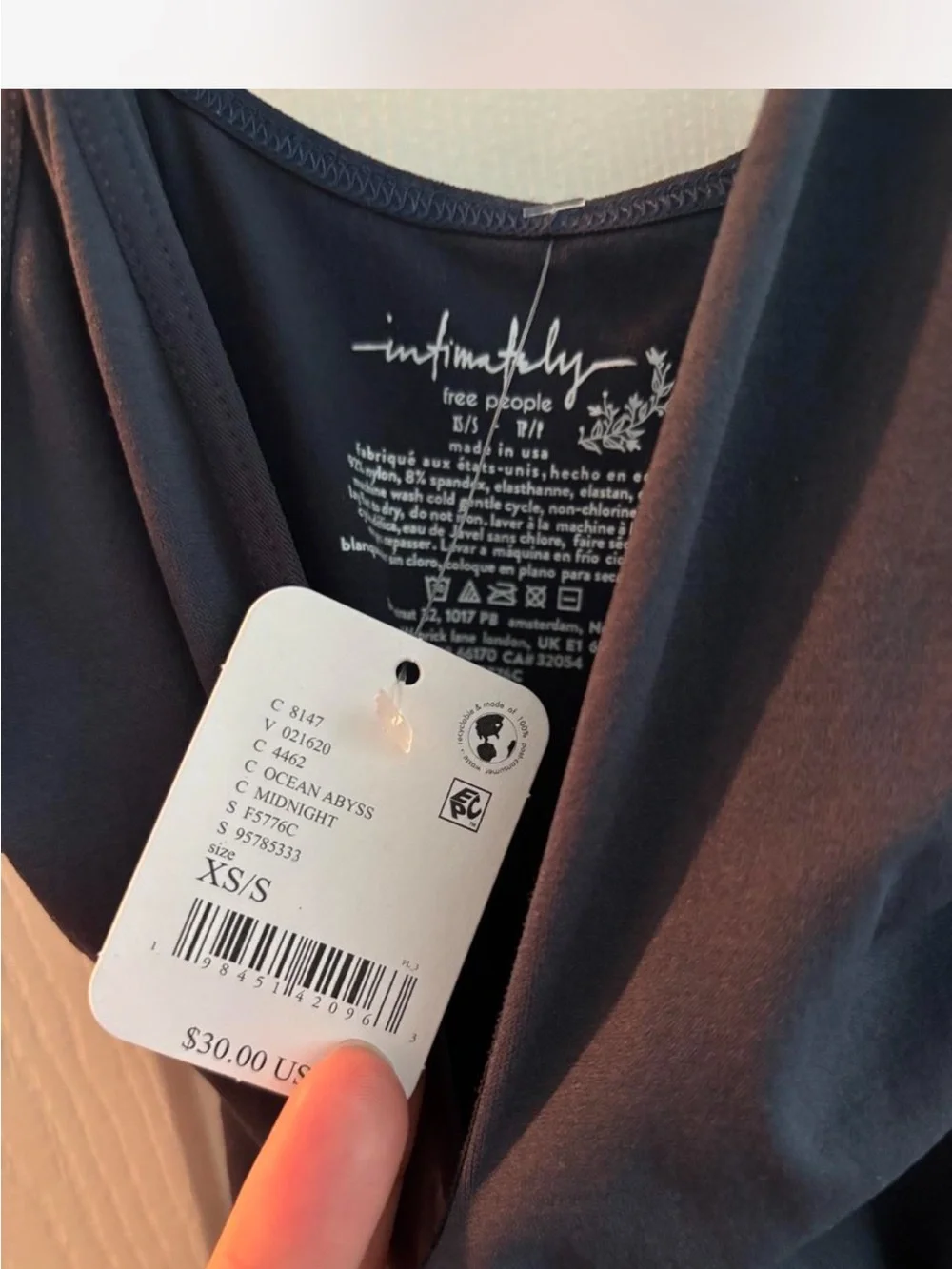 Free People Ocean Abyss Midnight V-Neck Slip Top
